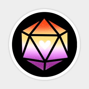 Lesbian Leviathan Pride Heart D20 Dice Magnet